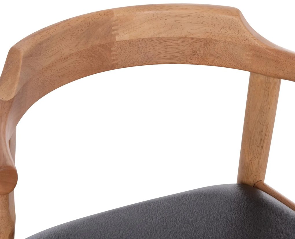 Καρέκλα Πολυθρόνα CERSEI από Rubberwood σε Light Oak & PU Μαύρο 57x53x72Υεκ 2αδα 57x53x72 εκ.