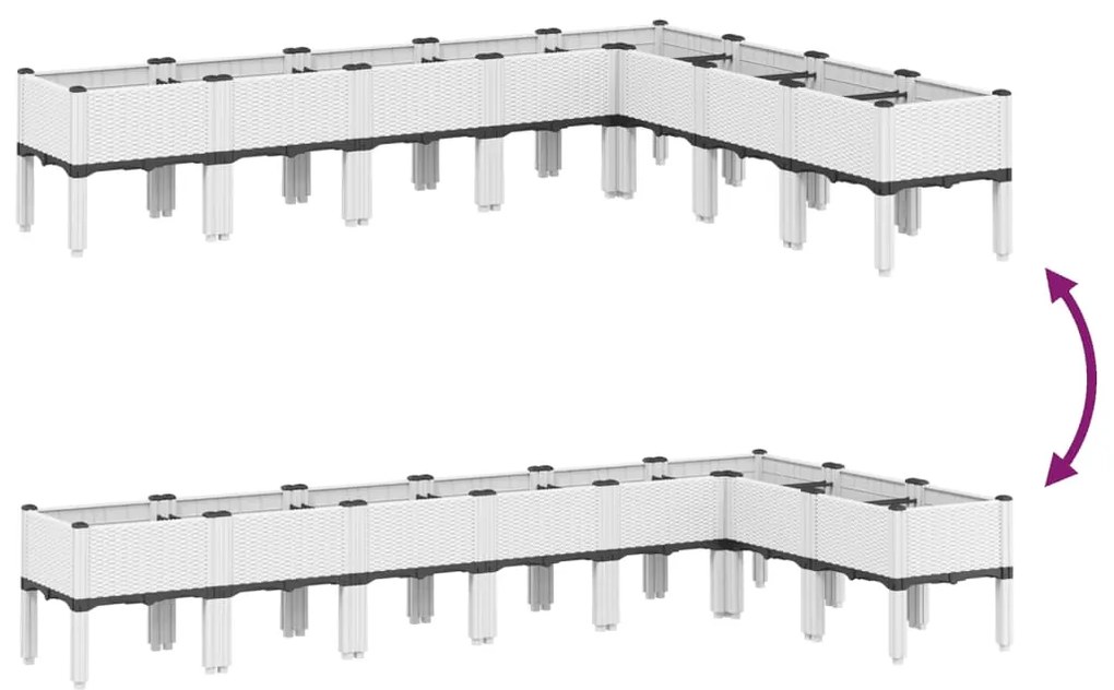 vidaXL Ζαρντινιέρα Κήπου με Πόδια Λευκή 200x160x42 εκ. Πολυπροπυλένιο