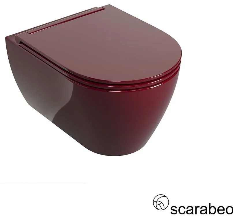 Scarabeo Glam Λεκάνη Κρεμαστή Rimless με σύστημα πλύσης Twist & κάλυμμα αποσπώμενο Slim Soft Close Cherry Glossy