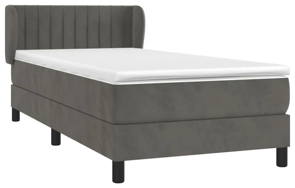 ΚΡΕΒΑΤΙ BOXSPRING ΜΕ ΣΤΡΩΜΑ ΣΚΟΥΡΟ ΓΚΡΙ 90X190 ΕΚ. ΒΕΛΟΥΔΙΝΟ 3127584