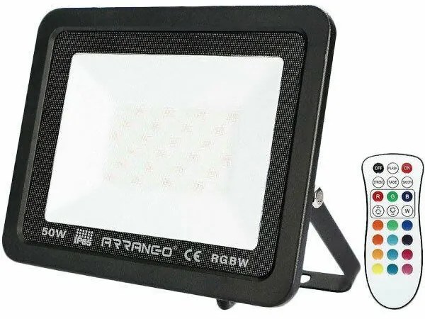 Arrango Στεγανός Προβολέας IP65 Ισχύος 50W RGBW σε Μαύρο χρώμα AP79252