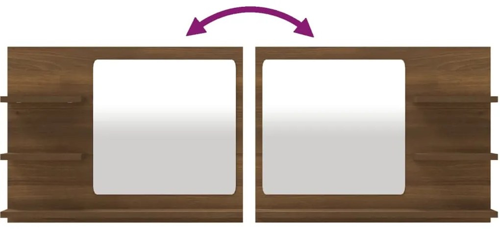 vidaXL Καθρέφτης Μπάνιου Καφέ Δρυς 60x10,5x45 εκ. Επεξεργασμένο Ξύλο