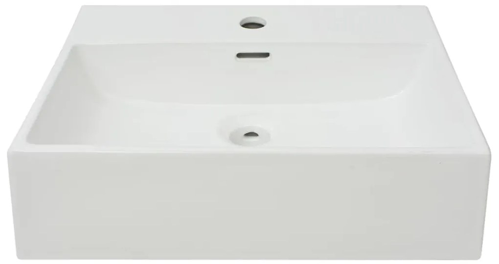 vidaXL Νιπτήρας με Οπή Βρύσης Λευκός 51,5 x 38,5 x 15 εκ. Κεραμικός