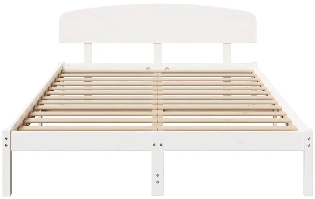 vidaXL Σκελετός Κρεβατιού Λευκό 140 x 200 cm Μασίφ ξύλο πεύκου