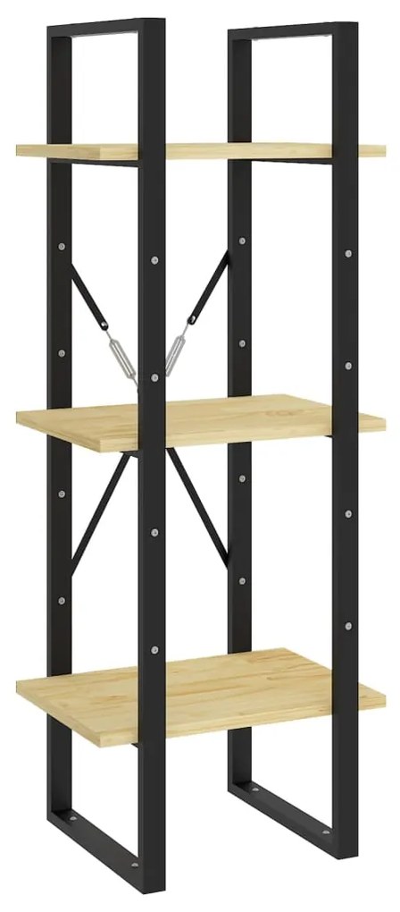 vidaXL Βιβλιοθήκη με 3 Ράφια 40 x 30 x 105 εκ. από Μασίφ Ξύλο Πεύκου