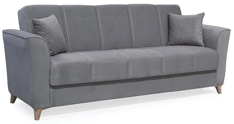Kαναπές κρεβάτι Asma 3θέσιος βελουτέ γκρι-ποντικί 217x76x85εκ Υλικό: VELVET - SPRING - POPLAR WOOD 213-000020