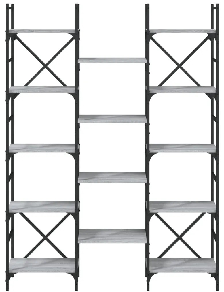 vidaXL Βιβλιοθήκη Γκρι Sonoma 127,5x28,5x172,5 εκ. Επεξεργασμένο Ξύλο