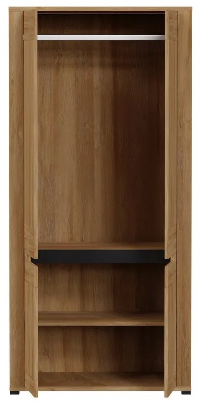 Ντουλάπα Orlando S106, Γραφίτης, Grandson δρυς, 193.5x91x54cm, Πόρτες ντουλάπας: Με μεντεσέδες