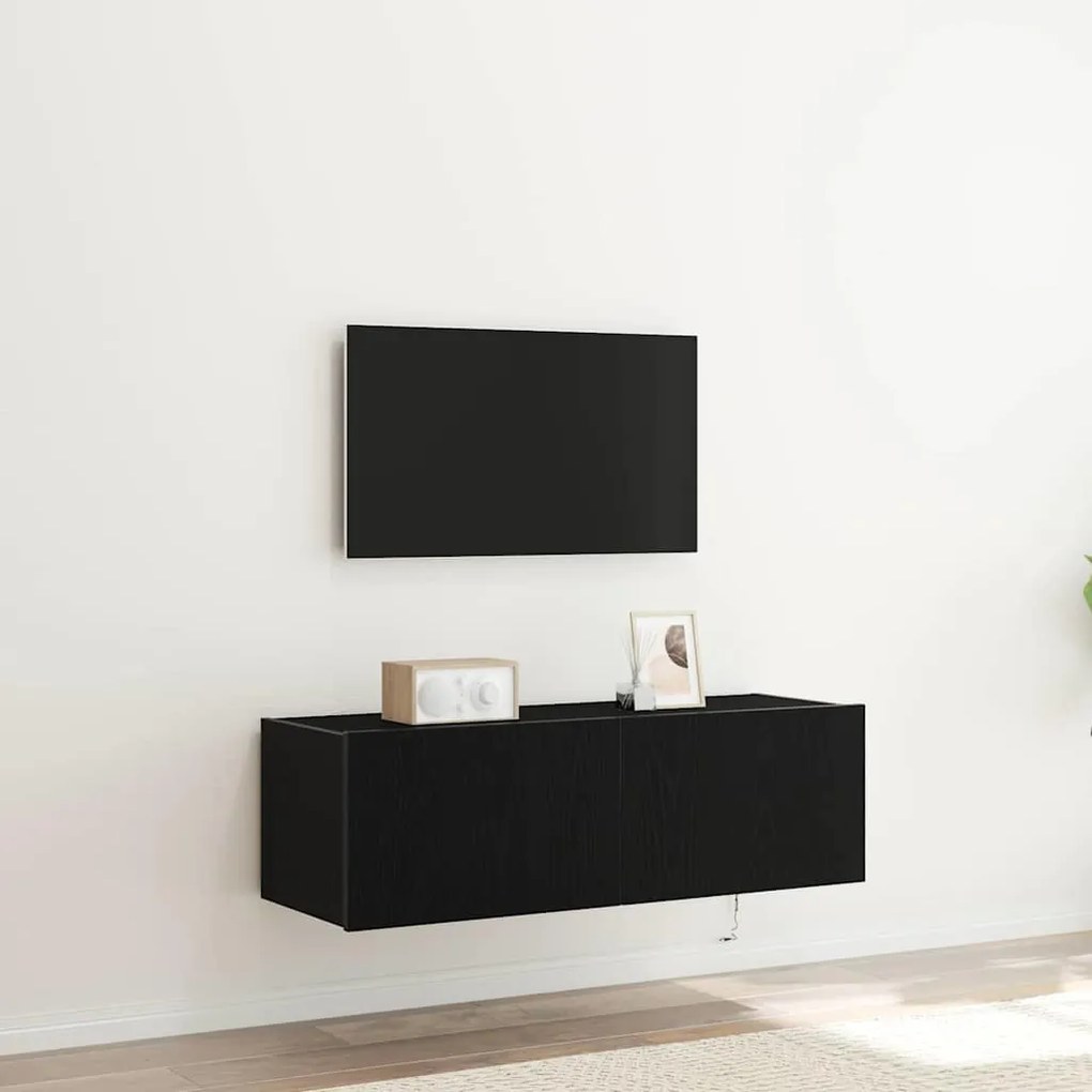 vidaXL Ντουλάπι Τηλεόρασης Τοίχου Μαύρη δρυς 100 x 35 x 31 cm