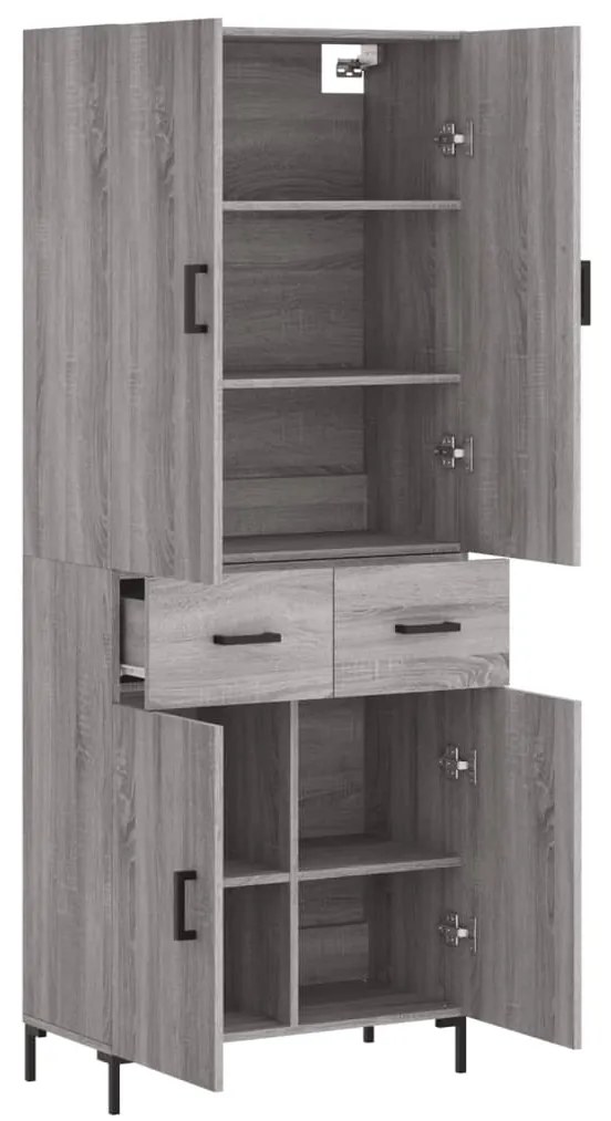 vidaXL Ντουλάπι Γκρι Sonoma 69,5 x 34 x 180 εκ. Επεξεργασμένο Ξύλο