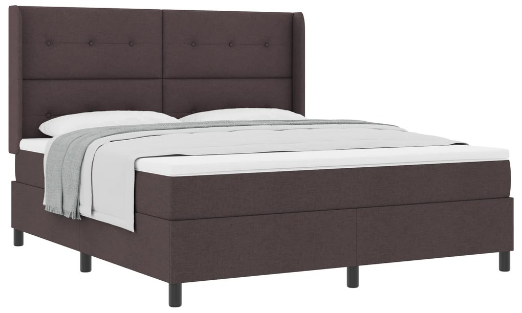 vidaXL βίδαXL Κρεβάτι Box Spring με Στρώμα Σκούρο καφέ 180x200 εκ. Υφασμάτινο