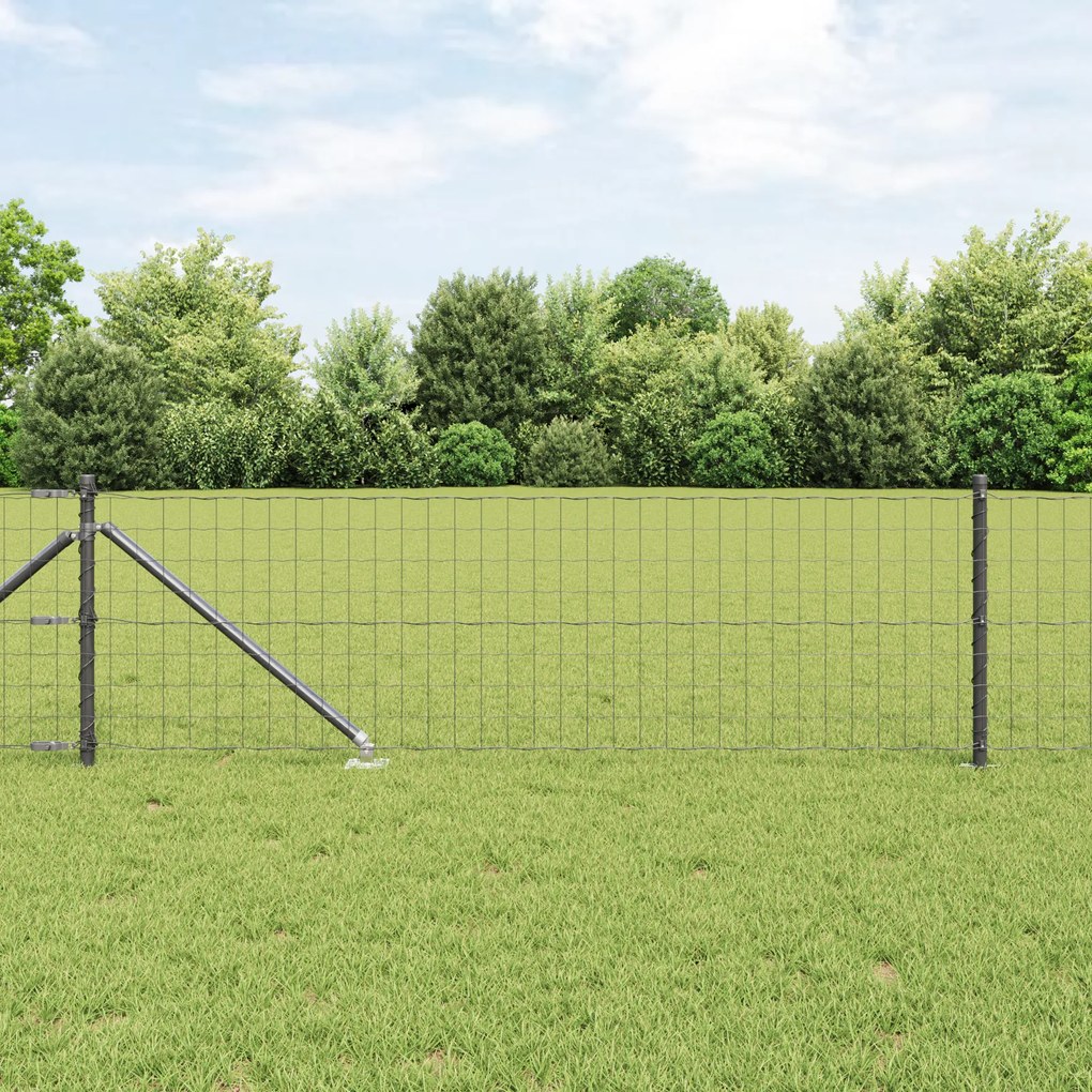 vidaXL Euro Fence με 13 Γάντζους 0.6x25 μ Γαλβανισμένο Χάλυβα Γκρι