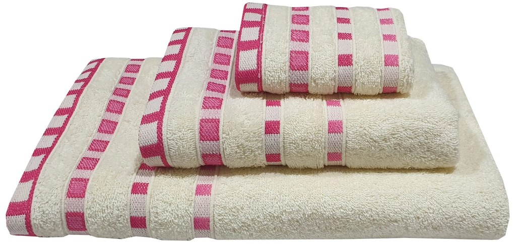 Πετσέτα Βαμβακερή Ζακάρ Χεριών 30x50εκ. Cream-Coral Komvos Home 7000011-12