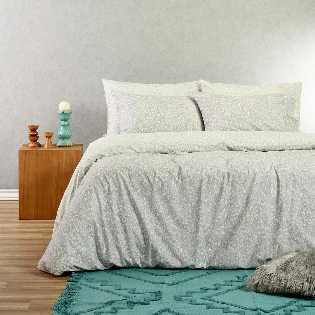 Σετ Σεντόνια Polycotton King 260x270εκ. Leo Aqua-Grey Casual Line Melinen 20005327
