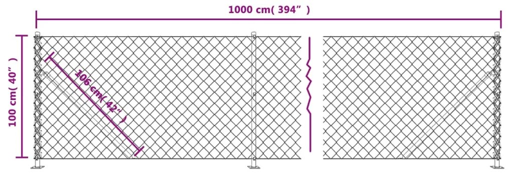 vidaXL Συρματόπλεγμα Περίφραξης Ανθρακί 1 x 10 μ. με Βάσεις Φλάντζα