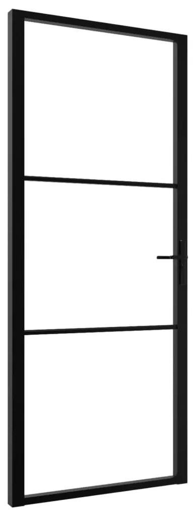 vidaXL Πόρτα Εσωτερική Μαύρη 93 x 201,5 εκ. από Γυαλί ESG / Αλουμίνιο