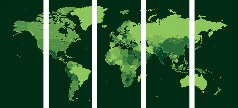 Λεπτομερής παγκόσμιος χάρτης με 5 μέρη εικόνα σε πράσινο - 100x50