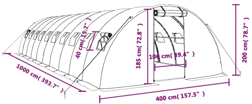 ΘΕΡΜΟΚΗΠΙΟ ΛΕΥΚΟ 40 Μ² 10 X 4 X 2 Μ. ΜΕ ΑΤΣΑΛΙΝΟ ΠΛΑΙΣΙΟ 3188075