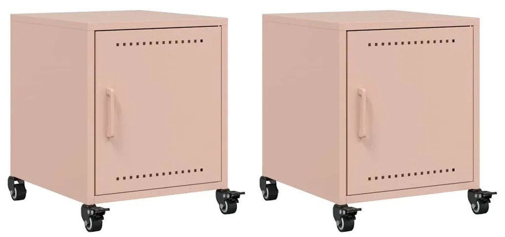 vidaXL Κομοδίνα 2 τεμ. Ροζ 36x39x43,5 εκ. από Χάλυβα