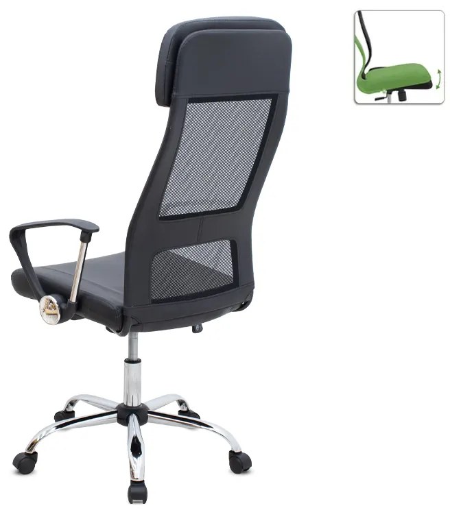 Καρέκλα γραφείου Ovis Megapap με τεχνόδερμα και ύφασμα Mesh χρώμα μαύρο 63x63x119/129εκ.