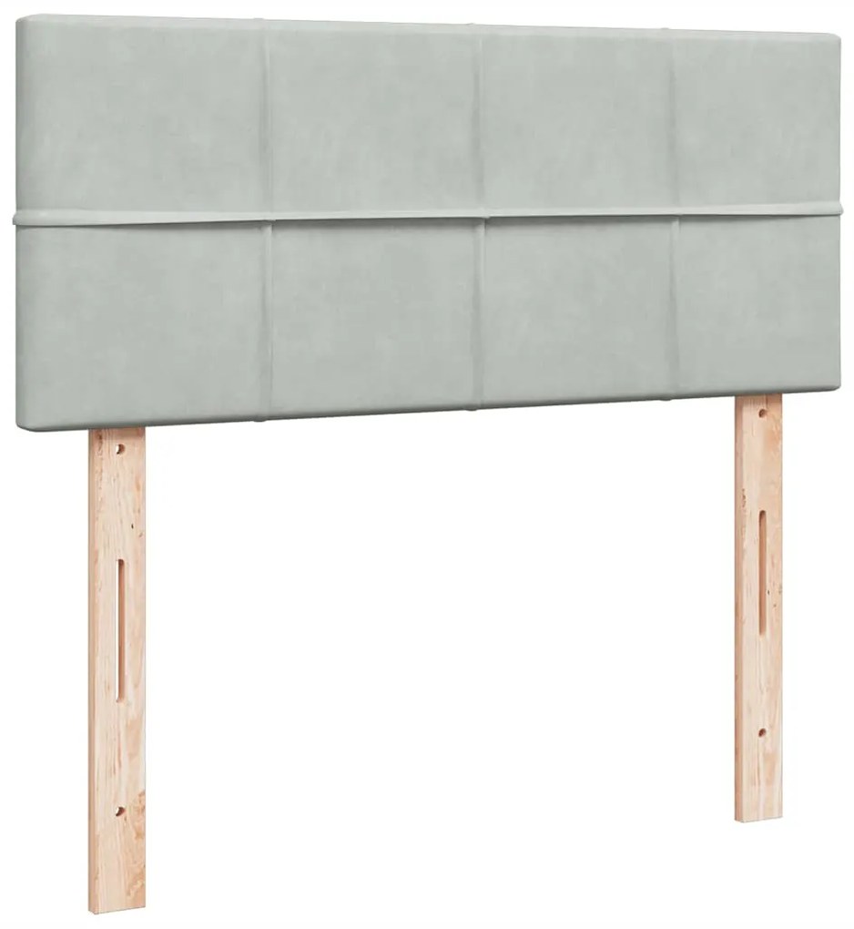 vidaXL Κρεβάτι Boxspring με Στρώμα Ανοιχτό Γκρι 120x190 εκ. Βελούδινο