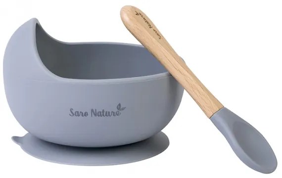 Σετ φαγητού bowl & κουτάλι Saro Nordic Wave Blue Grey 4+m