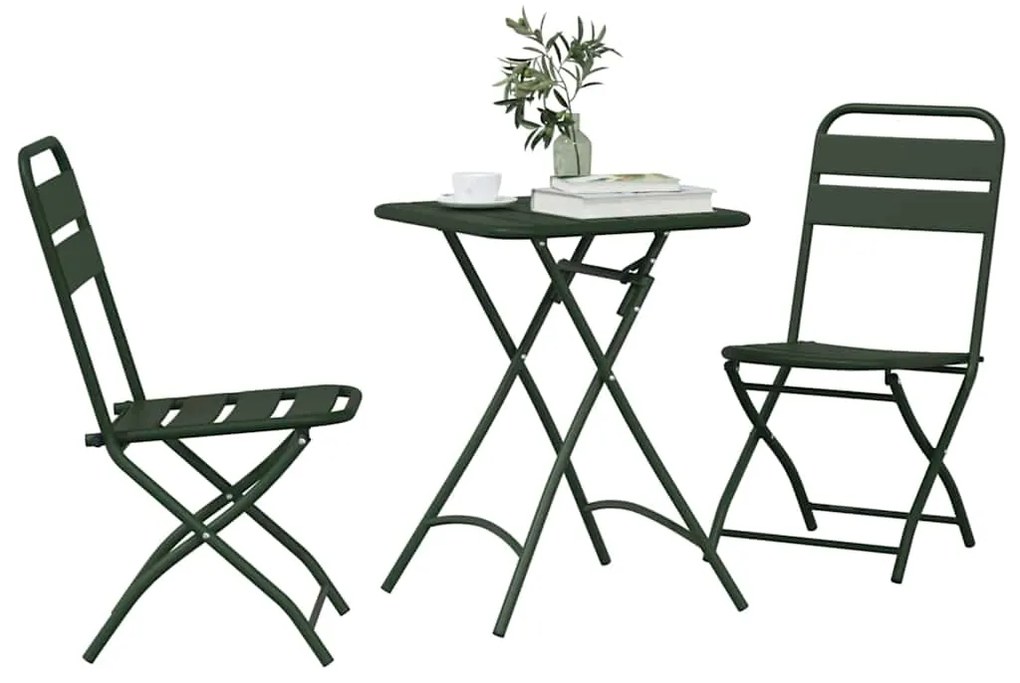 vidaXL Σετ μπιστρό 3 pcs Πράσινο Ατσάλι