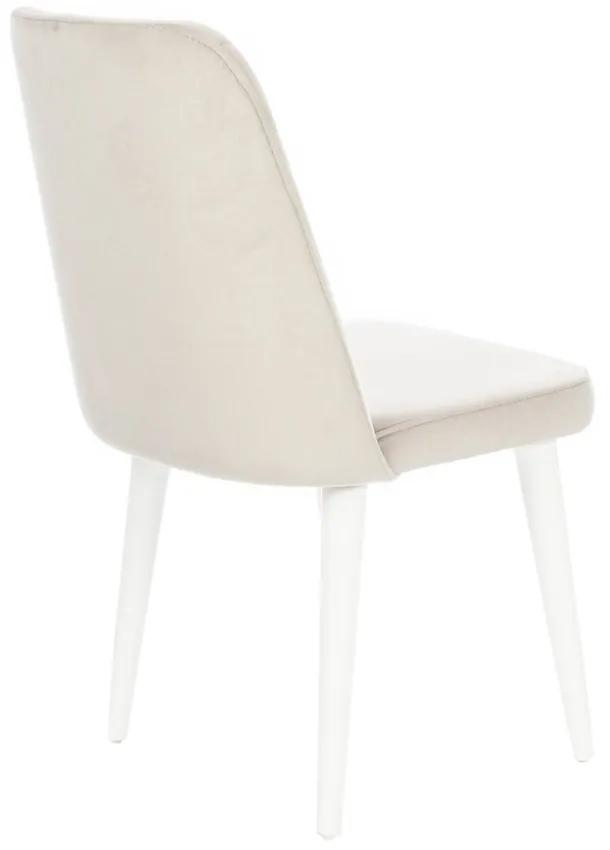 Artekko Lisbon Καρέκλα με Ξύλινο Λευκό Σκελετό και Απαλό Μπεζ Βελούδο (48x60x92)cm