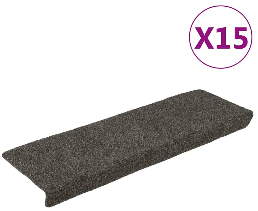 vidaXL Πατάκια Σκάλας 15 τεμ. Ανθρακί 65x21x4 εκ. Βελονιασμένο Ύφασμα