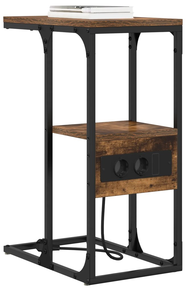 vidaXL Κομοδίνο Καπνιστή δρυς 41.5 x 26 x 60.5 εκ Επεξεργασμένο ξύλο