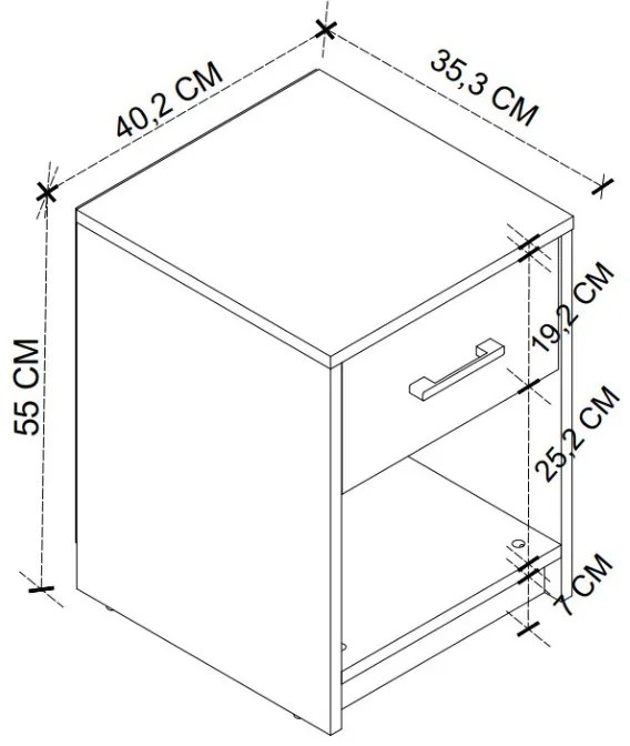 Κομοδίνο Scoty Megapap χρώμα sapphire oak 40,2x35,3x55εκ. - GP041-0087,2