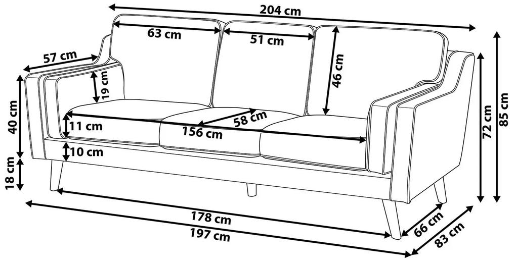 Καναπές Berwyn 263, Γκρι, 204x83x85cm, 47 kg, Ταπισερί, Πόδια: Ξύλο | Epipla1.gr