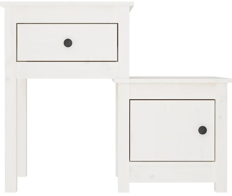 vidaXL Κομοδίνο Λευκό 79,5 x 38 x 65,5 εκ. από Μασίφ Ξύλο Πεύκου