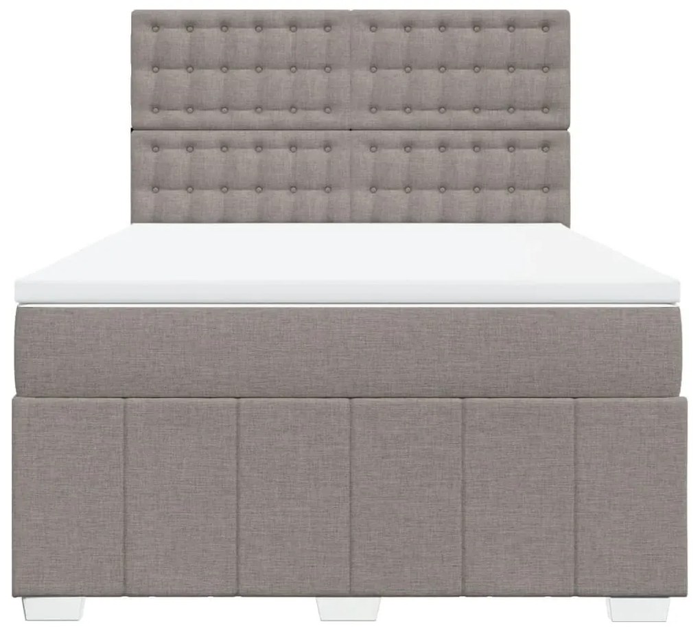 Κρεβάτι Boxspring με Στρώμα Taupe 140x190 εκ. Υφασμάτινο - Μπεζ-Γκρι