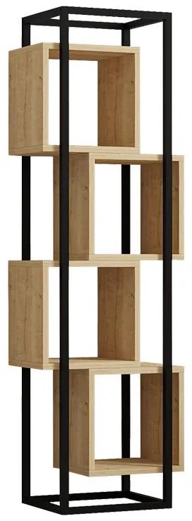 Βιβλιοθήκη Gridur oak - μαύρο μεταλλικό σκελετό 44x29x140 εκ. 44x29x140 εκ.