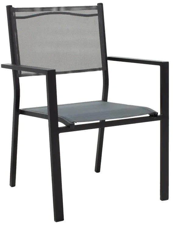 Σετ Κήπου Τραπεζαρία κήπου Nares-Moly 7τεμ αλουμίνιο μαύρο-textilene γκρι