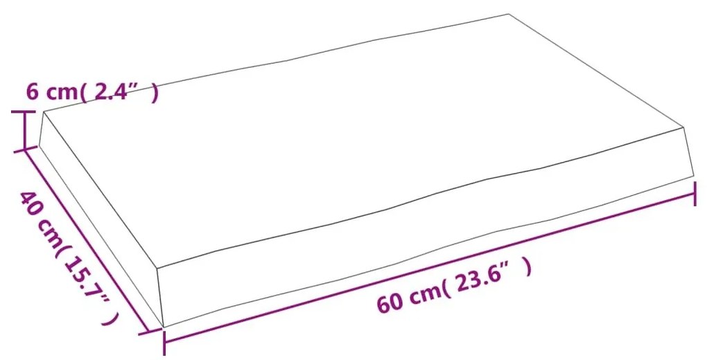 Επιφ Τραπεζιού Αν Καφέ 60x40x(2-6)εκ. Ακατέργ. Μασίφ Ξύλο Δρυός - Καφέ