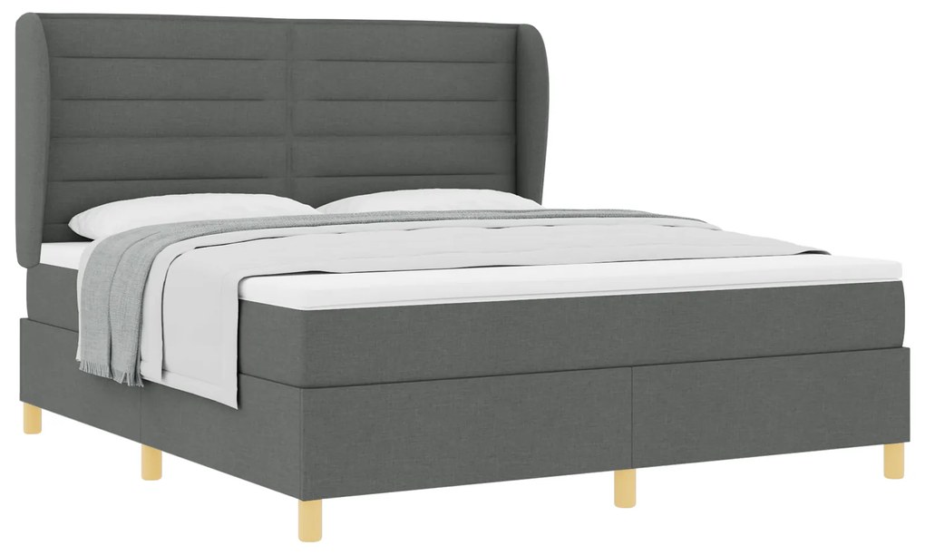vidaXL Κρεβάτι Box Spring με Στρώμα σε Σκούρο Γκρι, 180x200 εκ Ύφασμα
