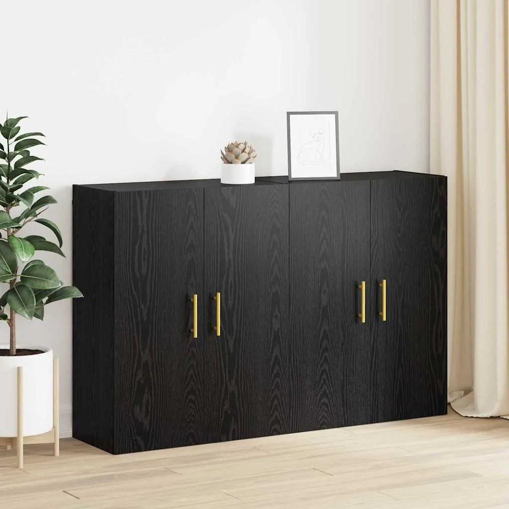 vidaXL Ντουλάπια Τοίχου 2 pcs Μαύρη δρυς 69.5 x 34 x 90 εκ.