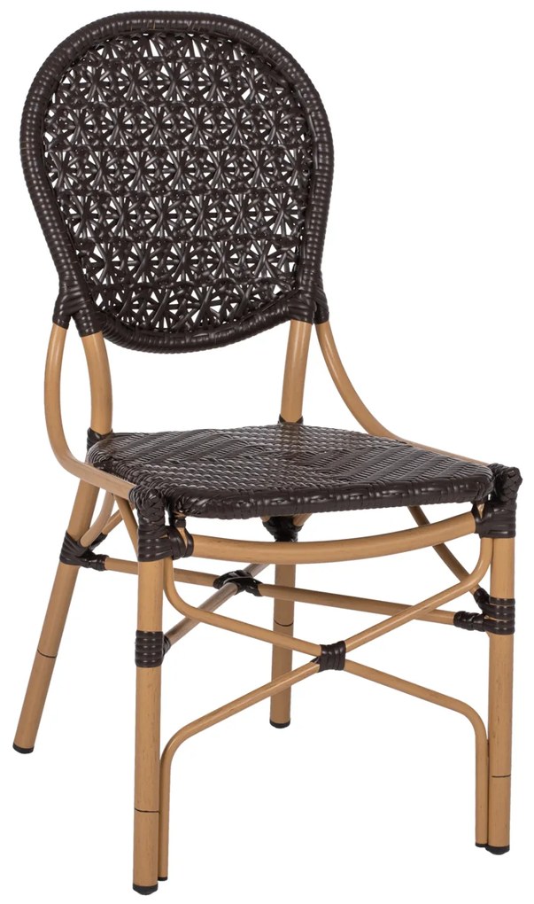 ΚΑΡΕΚΛΑ ΑΛΟΥΜΙΝΙΟΥ BAMBOO LOOK ΜΕ ΚΑΦΕ PE RATTAN HM5925.01 47x58x95Yεκ. - 0615172 - HM5925.01