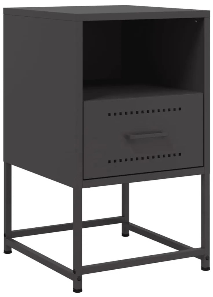 vidaXL Κομοδίνα 2 τεμ. Μαύρα 36x39x60,5 εκ. Χάλυβα