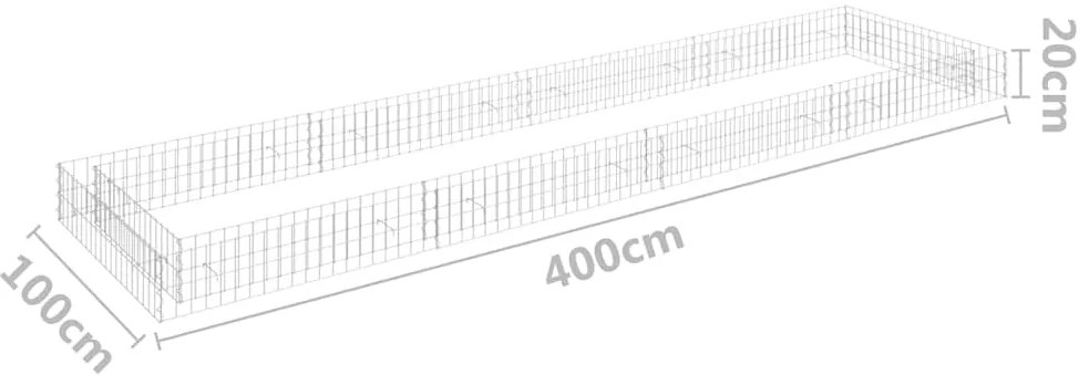 vidaXL Συρματοκιβώτιο-Γλάστρα Υπερυψωμένη 400x100x20 εκ. Γαλβ. Χάλυβας
