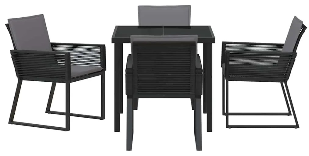 vidaXL Σέτ φαγητού για κήπο 5 pcs Μαύρο Χάλυβας με επίστρωση πούδρας