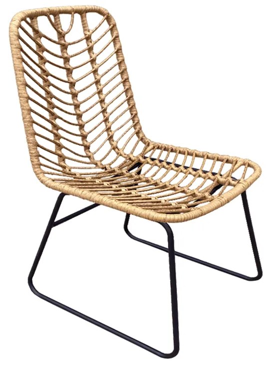 Καρέκλα Κήπου OSASCO Φυσικό/Μαύρο Μέταλλο/Rattan 63x47x87cm - 14420016 - 14420016