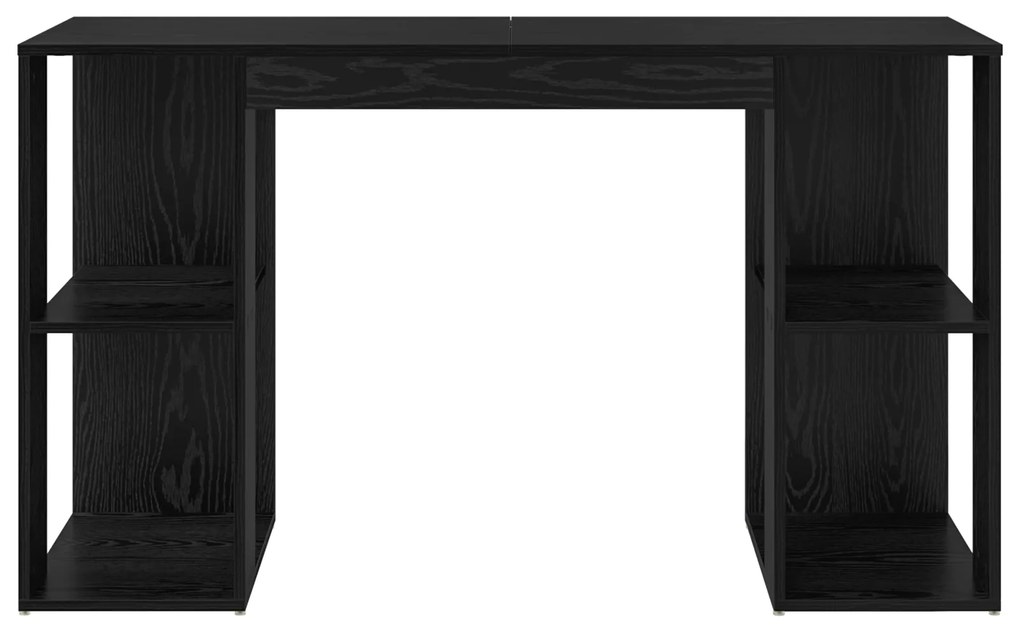 vidaXL Γραφείο με Αποθήκευση με ράφι Μαύρη Οξυά 130 x 50.5 x 75 εκ