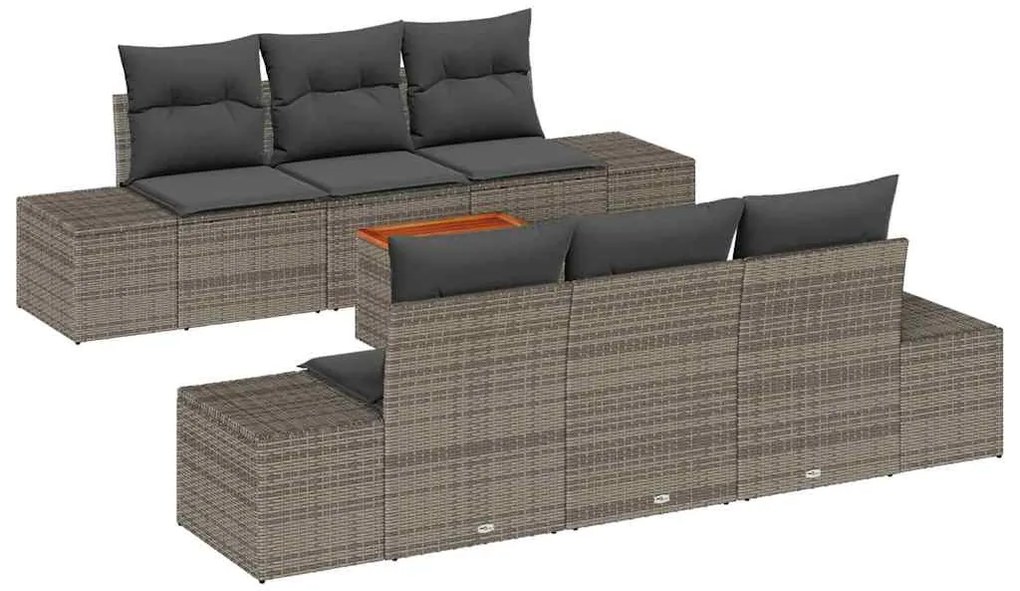 vidaXL Σετ Καναπέ Κήπου με μαξιλάρι 7 pcs Γκρι συνθετικό ρατάν