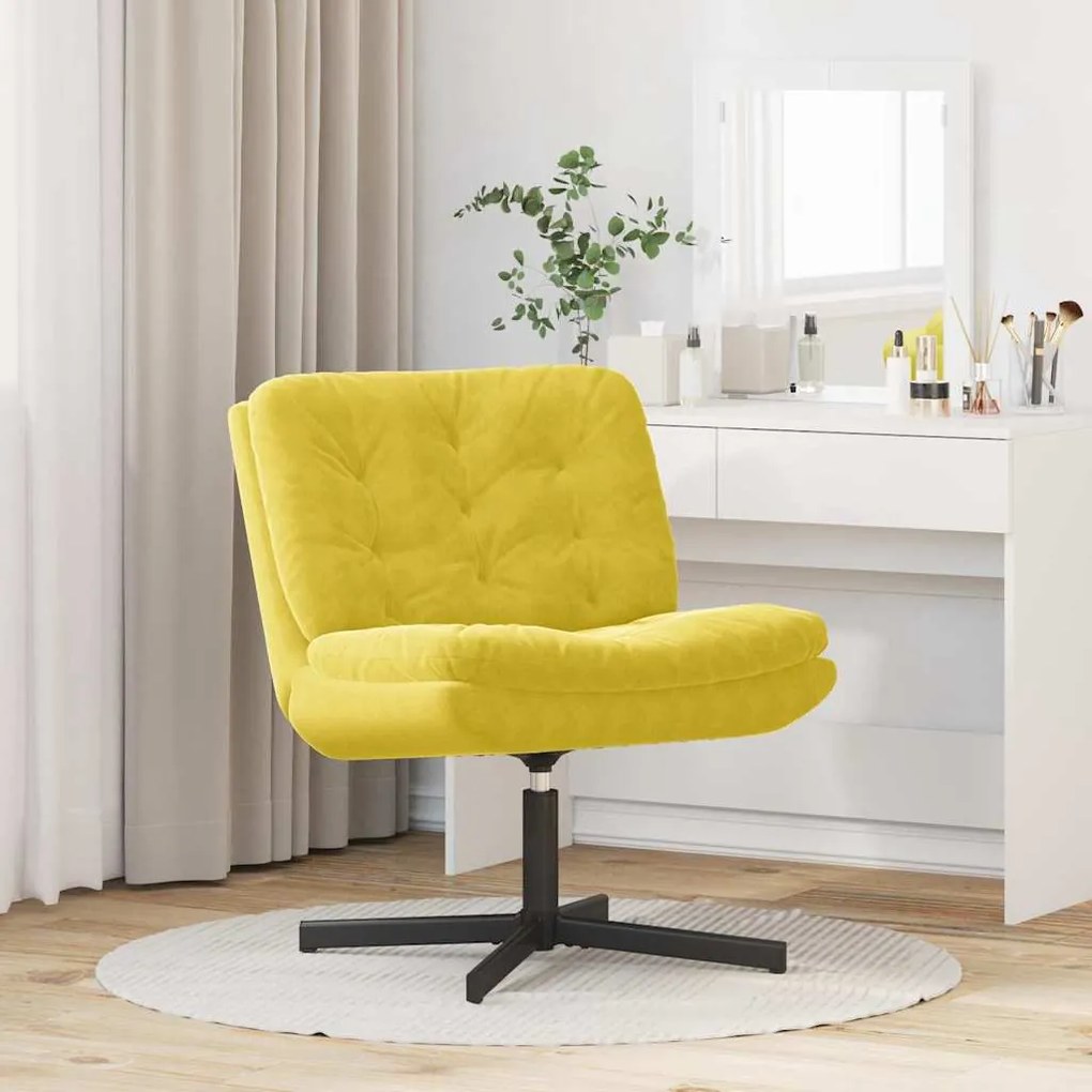 vidaXL Γυριστή Χαλαρωτική Καρέκλα Κίτρινο 63 x 75 x 76 εκ Βελούδο
