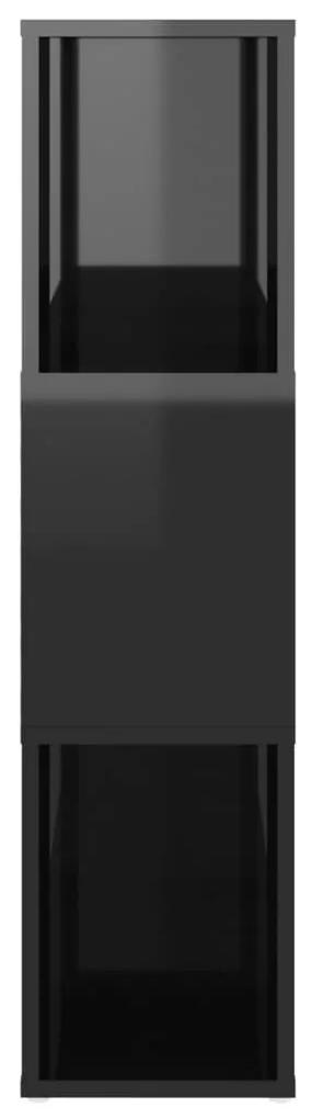 vidaXL Βιβλιοθήκη/Διαχωριστικό Γυαλιστ. Μαύρο 60x24x94 εκ. Μοριοσανίδα