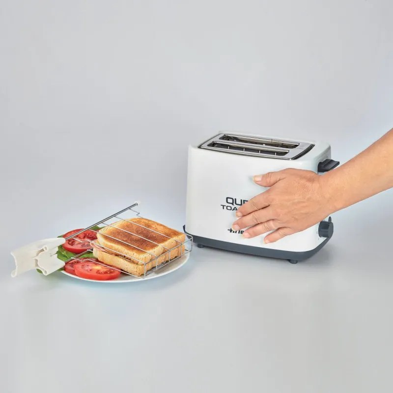 Τοστιέρα ψωμιού Ariete QUBI 0157/00, 760W, 2 φέτες, κουμπί Stop, 7 στάδια, Κινητός δίσκος ψίχας, Λευκό