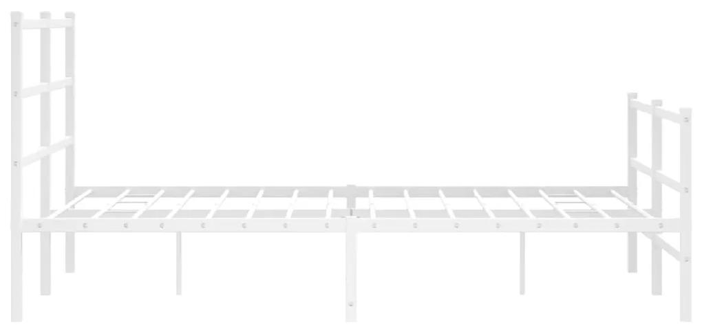 vidaXL Πλαίσιο Κρεβατιού με Κεφαλάρι/Ποδαρικό Λευκό 135x190εκ. Μέταλλο